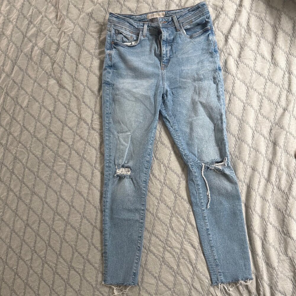 Zara High Rise Basic Ripped Jeans z1975 Denim, Size 6
